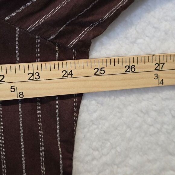 Mens Dress Casual Button Down Shirt Sz 2XL Brown White Striped Preppy Academia - Picture 4 of 7